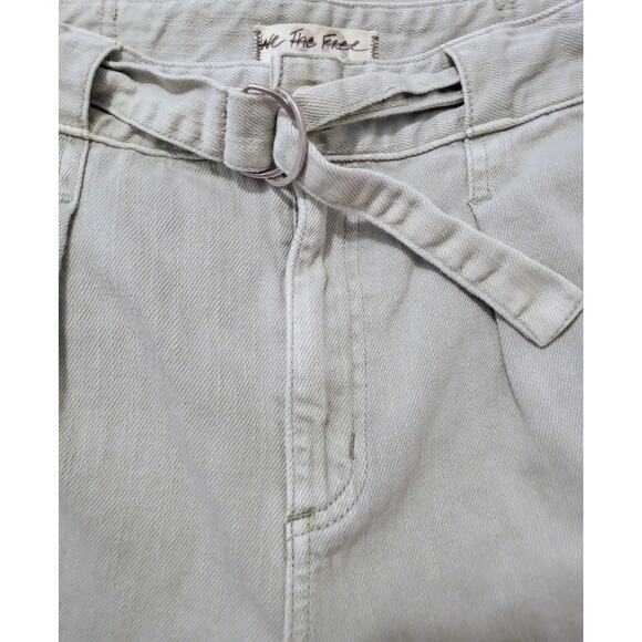 Free People We The Free Sadie Jeans Paper Bag Belted Waist Tapered Leg Sage 30 - Picture 5 of 13